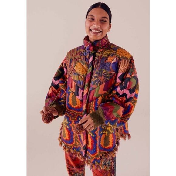 Farm rio pineapple tapestry puffer knit coat - Picture 2 of 4